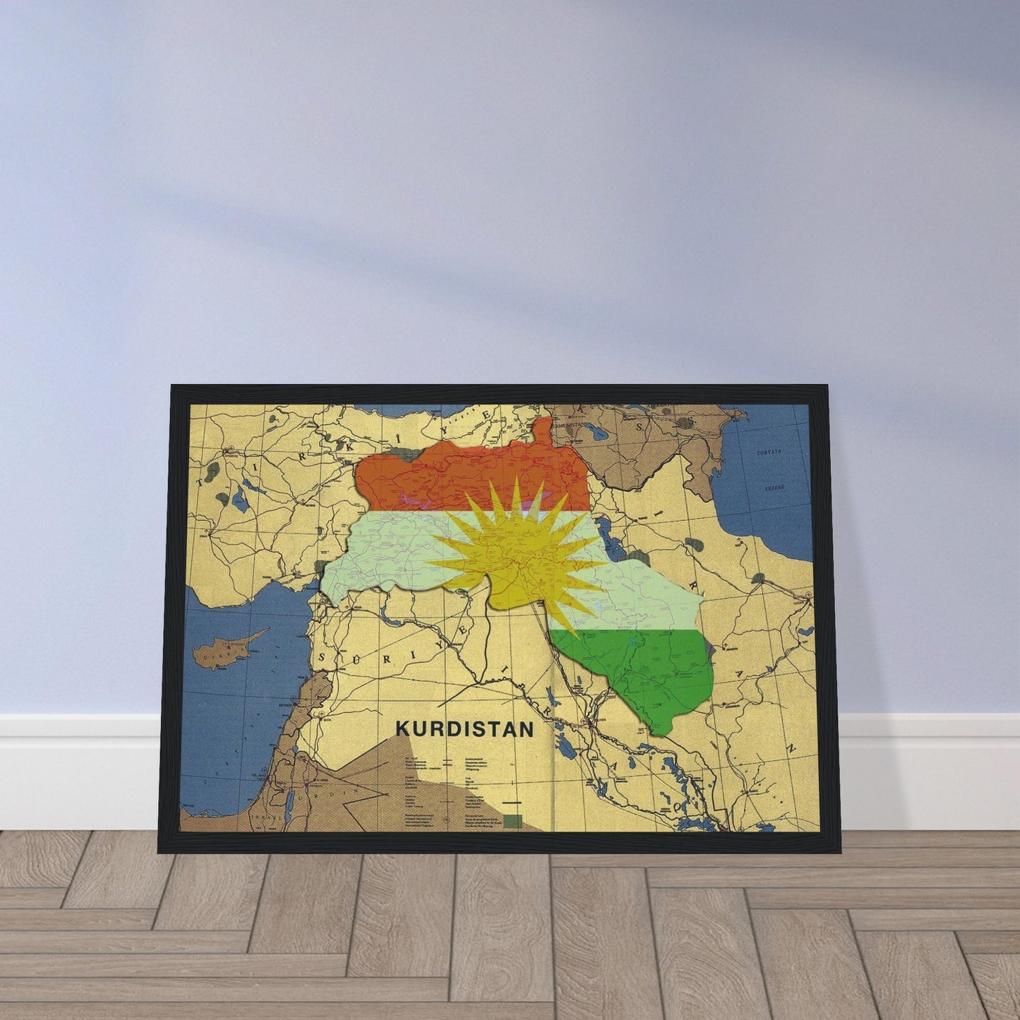 Premium- Kurdistan Poster aus mattem Papier mit Holzrahmen