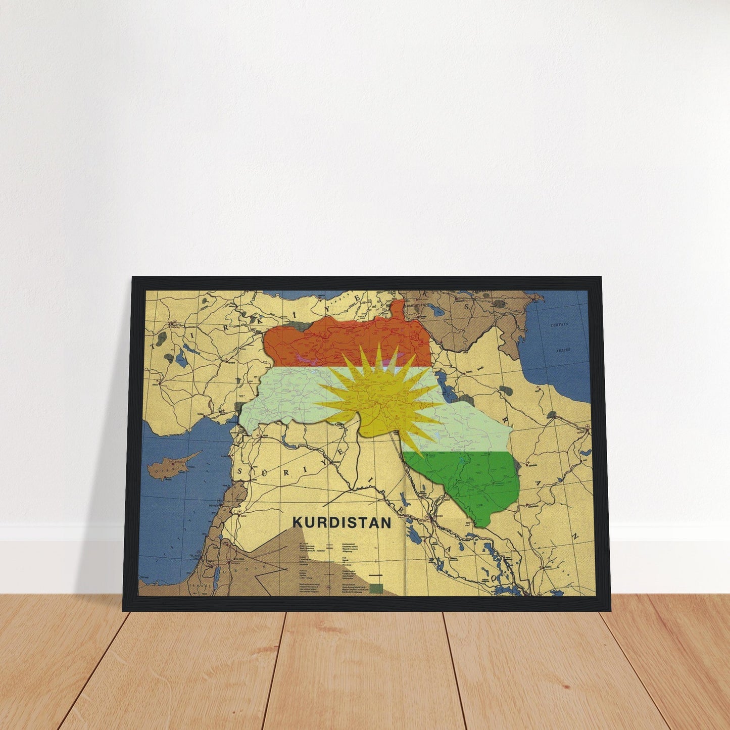 Premium- Kurdistan Poster aus mattem Papier mit Holzrahmen