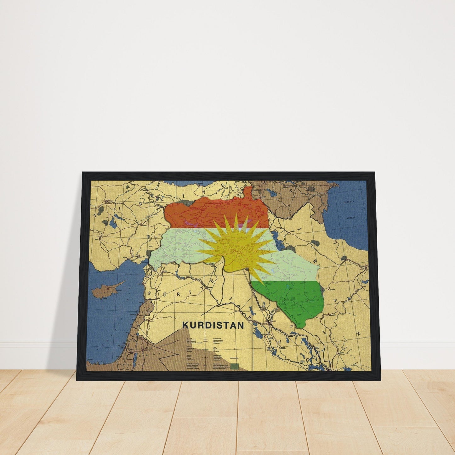 Premium- Kurdistan Poster aus mattem Papier mit Holzrahmen