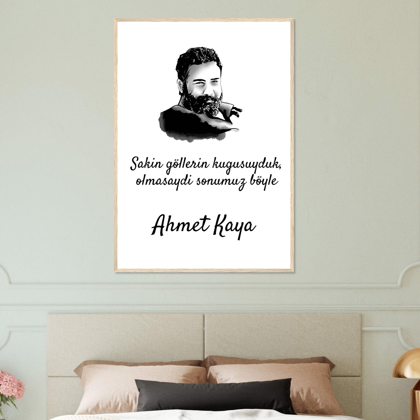 Ahmet Kaya Poster mit Holzrahmen (Premium Qualität)